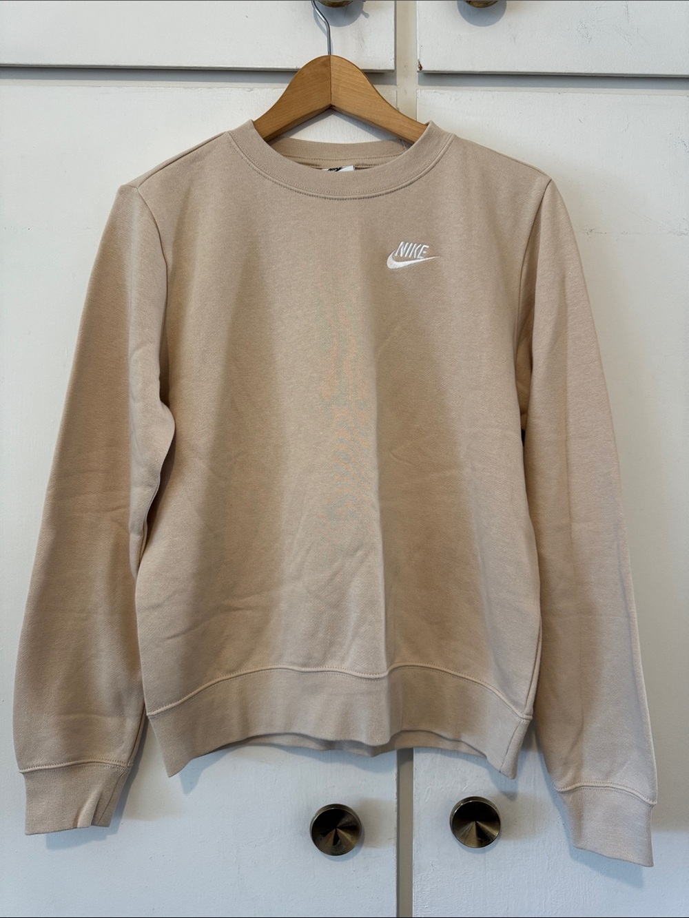 Nike Beige Crewneck Sweatshirt with White Swoosh